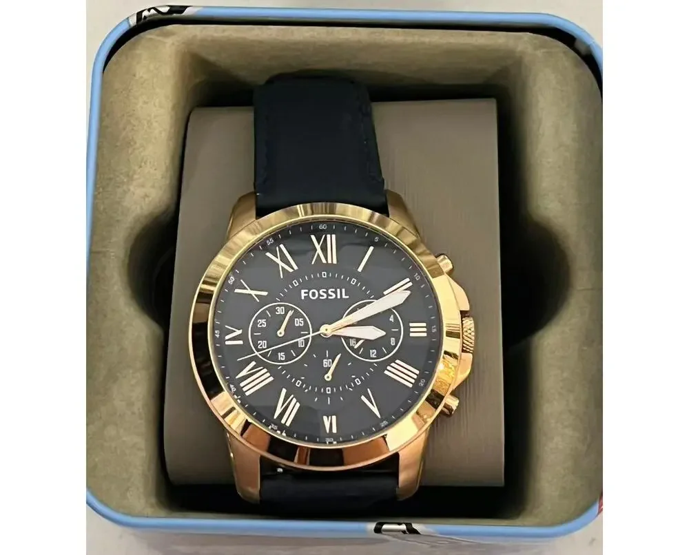 Fossil BQ2293 Chronograph Black Leather Strap Men's Wrist Watch